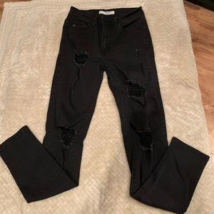 Kancan Black Distressed High Waisted Skinny Jeans (NanaMacs)